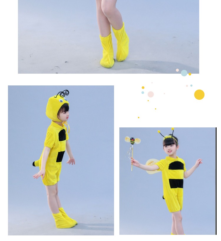 Ngày đầu năm của trẻ em Trang phục biểu diễn động vật Little Bee Performance Quần áo Mẫu giáo Khiêu vũ Quần áo Hoạt hình Quần áo Little Bee Performance Trang phục áo da trẻ em nam