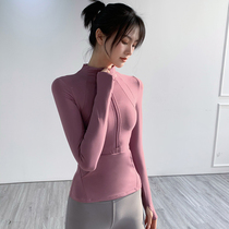Sports top Yoga jacket womens running quick-drying tight-fitting long-sleeved half-chain fashion net red thin fitness clothes