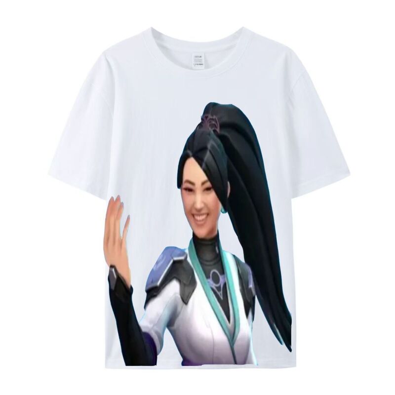 Nanny Sage Short-Sleeved Valorant Fearless Contract Clothing Nanny Cosplay Outfit Abstract Parody Top Gift for Relatives and Friends Nanny Sage Short-Sleeved Valorant Fearless Contract Clothing Nanny Cosplay Outfit Abstract Parody Top Gift for Relatives and Friends