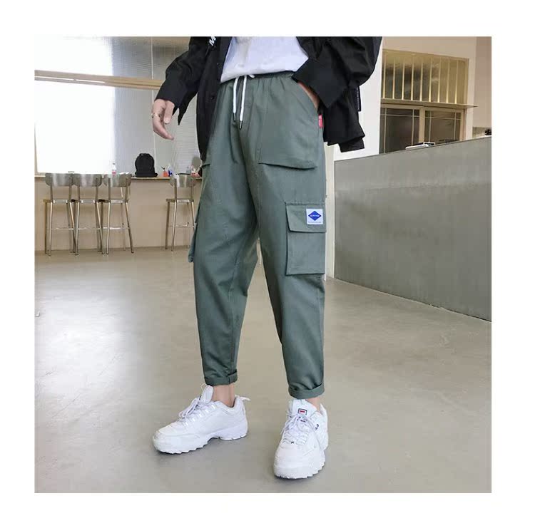 Quần yếm nam hàng hiệu quần yếm nam phiên bản Hàn Quốc của xu hướng mùa thu đông cộng với quần nhung rộng, thẳng, rộng, thoải mái quần lửng nam
