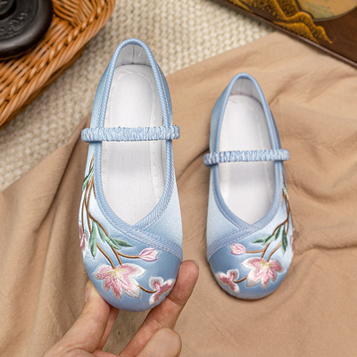 Girl Shoes for Han Chinese Clothing Ancient Costume Shoes Chinese Style Kid Princess Tang Suit Children's Embroidered Shoes Old Beijing Embroidered Cloth — 3