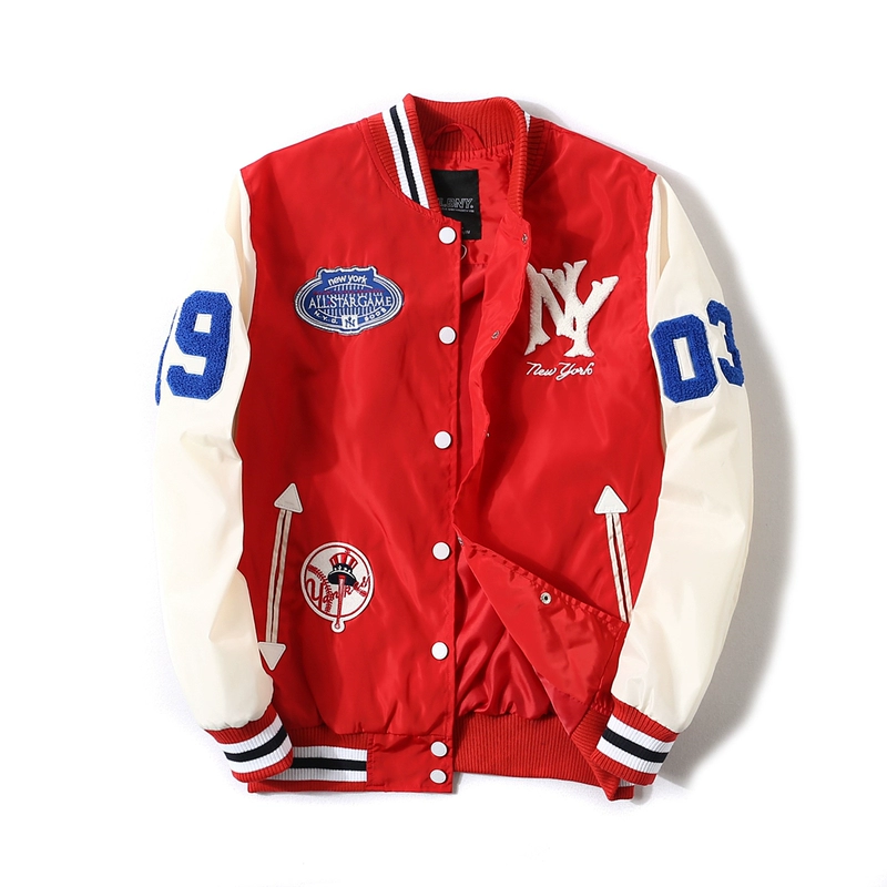 Đồng phục bóng chày chặn màu MLBNY chính hãng dành cho nữ giới mùa xuân và mùa thu 2020 cặp đôi mặc áo khoác thêu áo khoác nam mỏng áo khoác ngắn mỏng