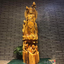 Wood in root carving factory cliff Bergen sculptures Jiulian Guanyin Buddha statue of the Buddha view the living room of the Bodhisattva