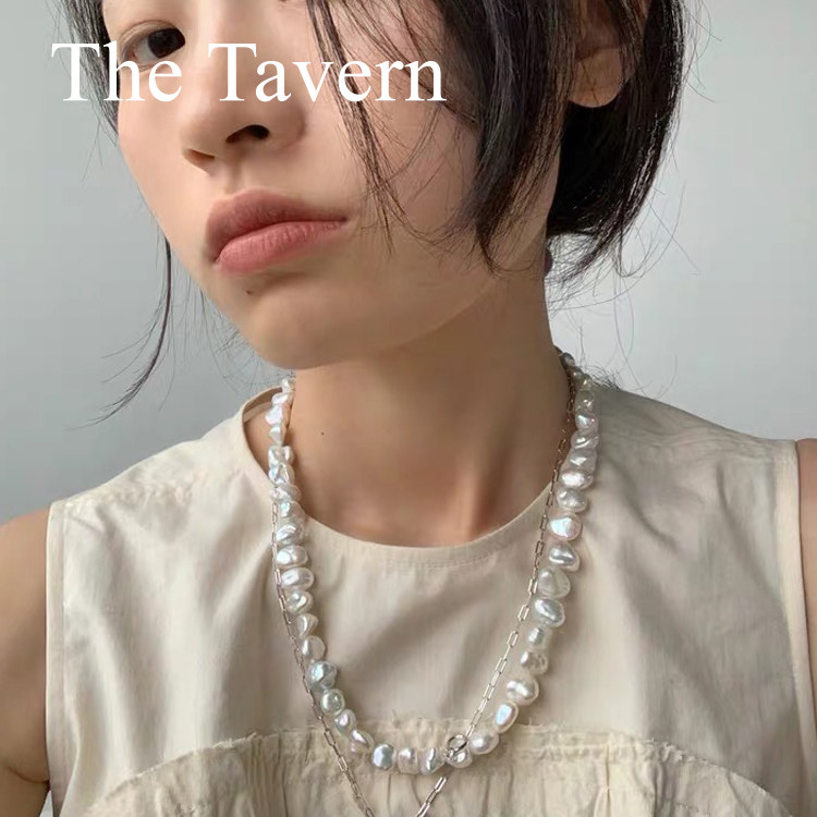 TheTavern Toggler personality independent design Baroque shaped pearl mini ring double necklace