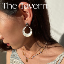 TheTavern TOGGLER personality design White Butterfly shell pendant round diamond zircon earrings large