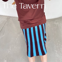 TheTavern Shortsentence21 autumn and winter vertical bar color pattern wool knitted slim skirt 2 colors