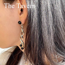 TheTavern niche designer LELEMENTO Comet Metal Rotating Black Agate Earrings