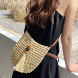 Соломенная сумка через плечо для отдыха, пляжная небольшая сумка на одно плечо