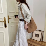 Соломенная сумка через плечо, пляжная сумка на одно плечо, в корейском стиле