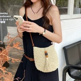 Соломенная сумка через плечо для отдыха, пляжная небольшая сумка на одно плечо