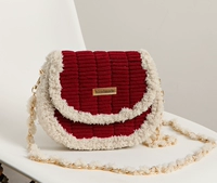 Смешанная сумка темно -красное+рисовое материало