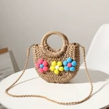 Соломенная барсетка, портативная пляжная сумка на одно плечо, в цветочек