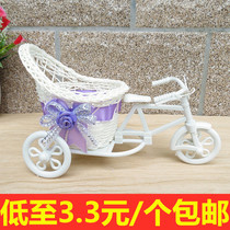 Rattan tricycle bicycle bicycle flower basket shooting props home decoration bicycle wedding banquet table crafts ornaments
