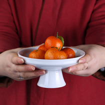 Rough pottery dried fruit fruit plate ceramic high foot tea dish retro Chinese style dessert Japanese tea ceremony tea ceremony zero match