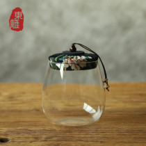 Cork transparent glass tea jar sample sealed tea jar exquisite cloth cover candy flower tea jar packaging box