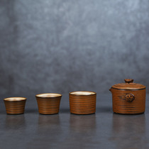 The rough pottery kiln becomes a quick guest Cup one pot three cups personal travel portable office kung fu tea set teapot simple set