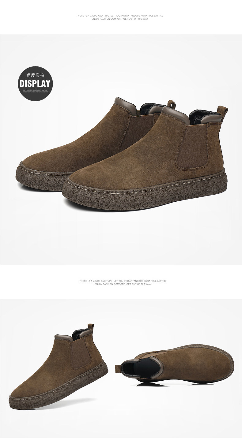 Утепленная обувь 棉鞋男款冬季保暖加绒一脚蹬黑色休闲皮鞋男士加厚防水东北雪地靴