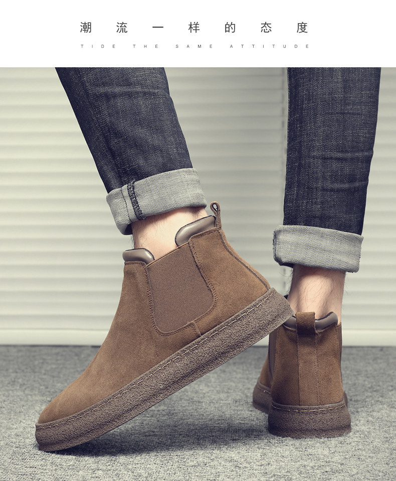 Утепленная обувь 棉鞋男款冬季保暖加绒一脚蹬黑色休闲皮鞋男士加厚防水东北雪地靴