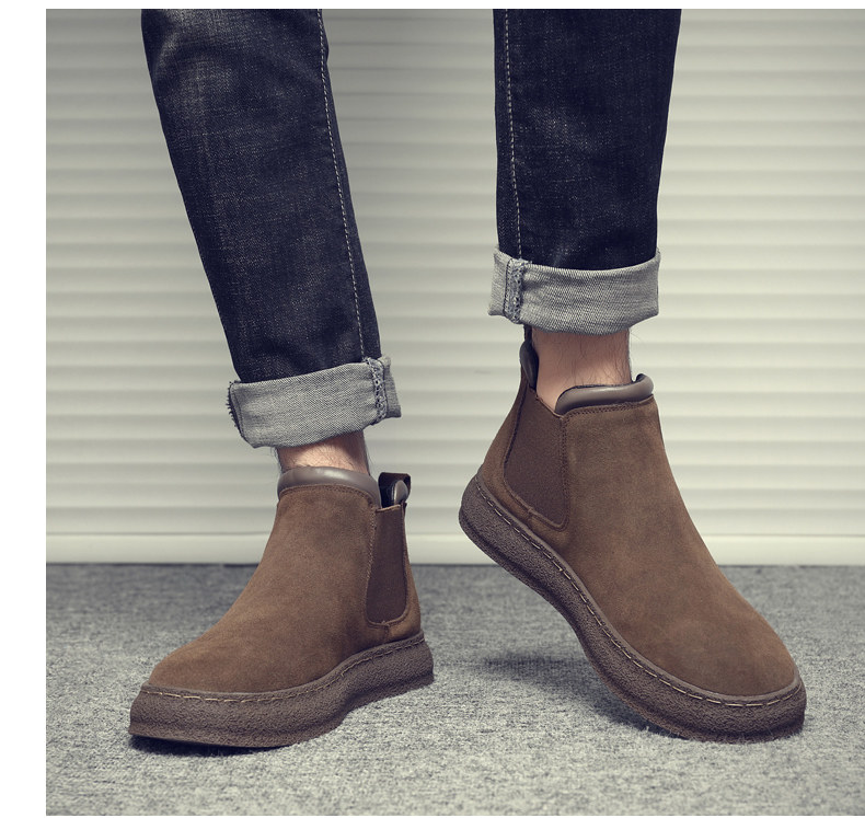 Утепленная обувь 棉鞋男款冬季保暖加绒一脚蹬黑色休闲皮鞋男士加厚防水东北雪地靴