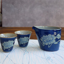 Common ink ice cracked glaze gown Cup peony pattern uniform Cup