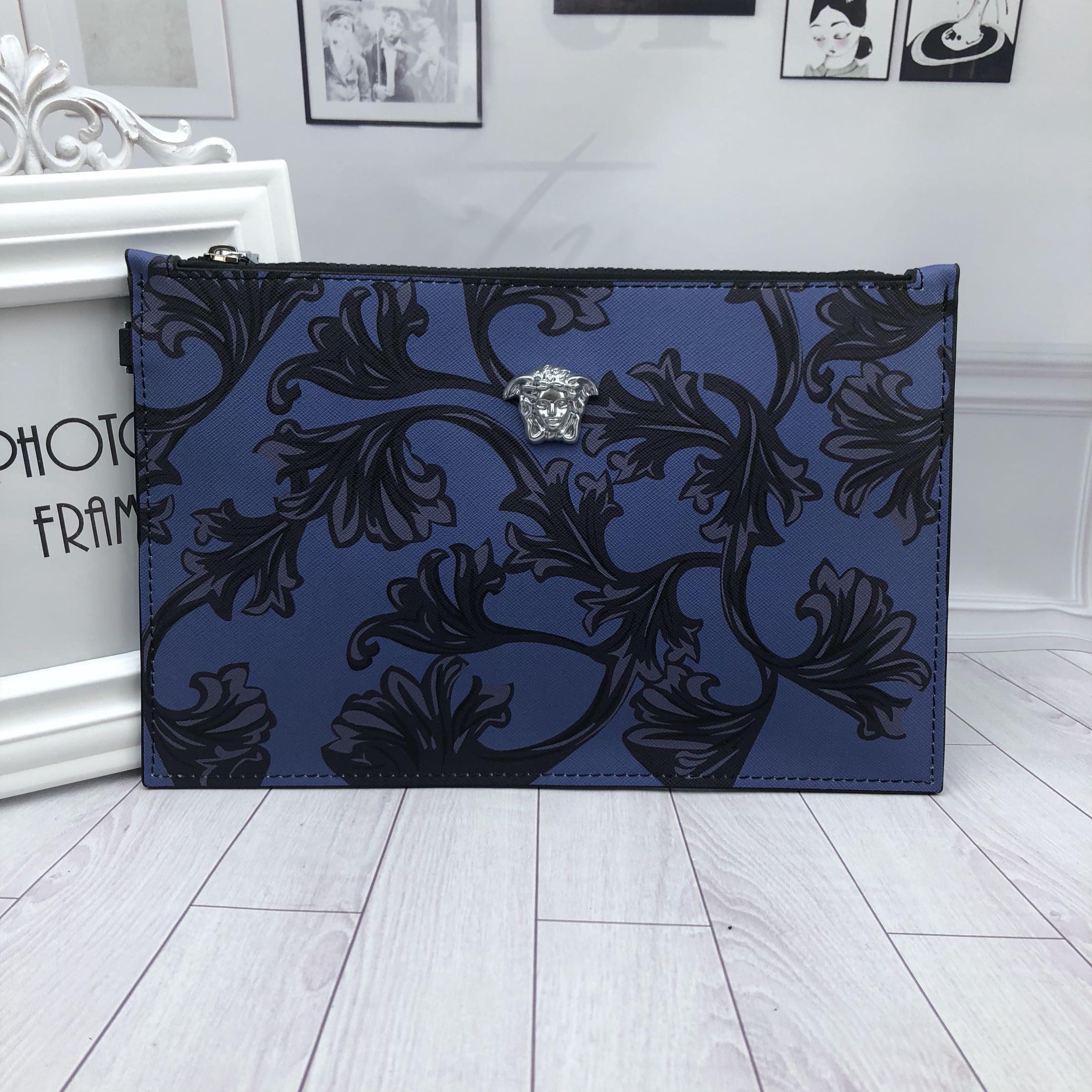 Medusa's new leather handbag men's European and American fashion leather envelope bag tide brand clutch bag men's clutch bag