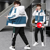 Jacket coat male spring thin teen leisure sports clothing men and a set of clothes 2022 new style