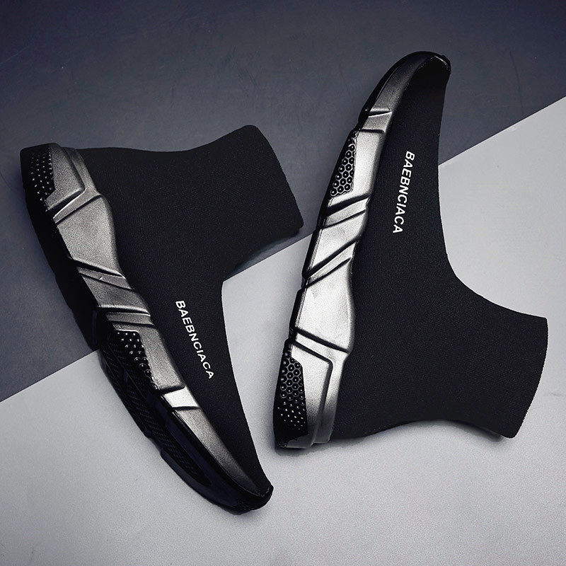 2022 New Summer High Cylinder Men's Shoes One Foot Pedal Elastic Socks Shoes Men Sports Casual Boomer Shoes Fly Netting Sneakers