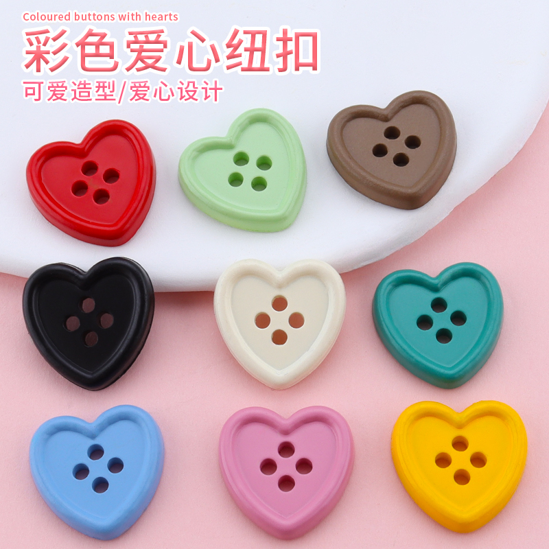 Four-Eye Heart-Shaped Spray-Painted Buttons in Macaron Colors, Cute Heart Buttons for Shirts, Woolen Sweaters, and Coat Decorations Four-Eye Heart-Shaped Spray-Painted Buttons in Macaron Colors, Cute Heart Buttons for Shirts, Woolen Sweaters, and Coat Decorations
