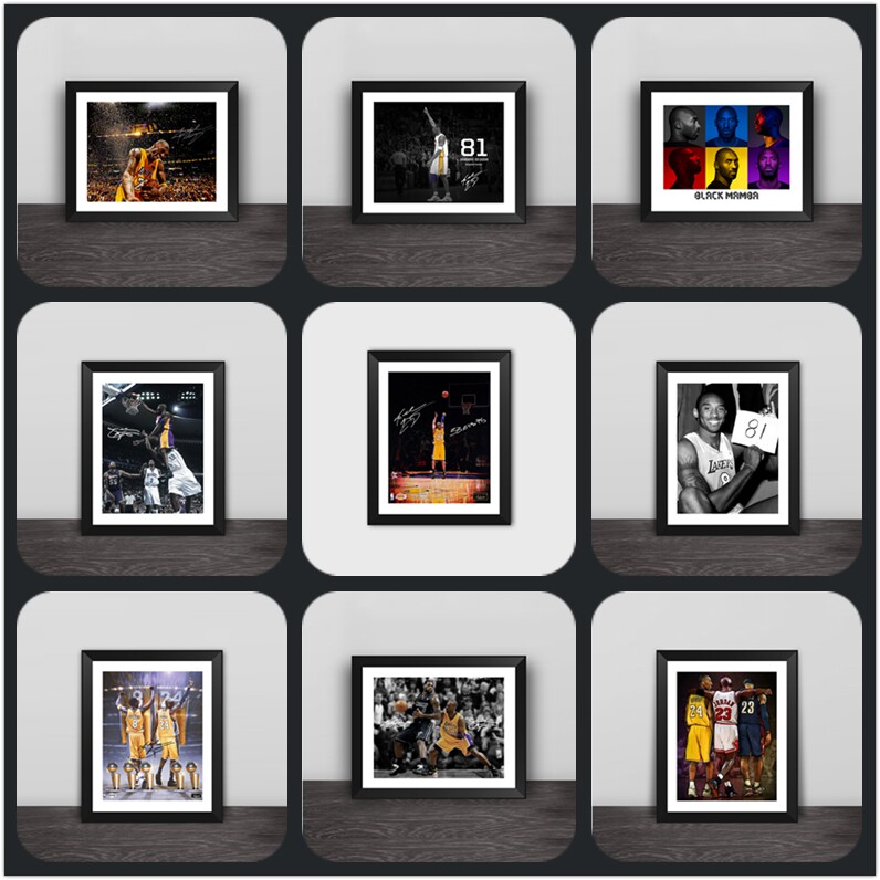 Kobe Collection Lakers career Mamba signature lore art painting solid wood table hanging wall creative gift frame