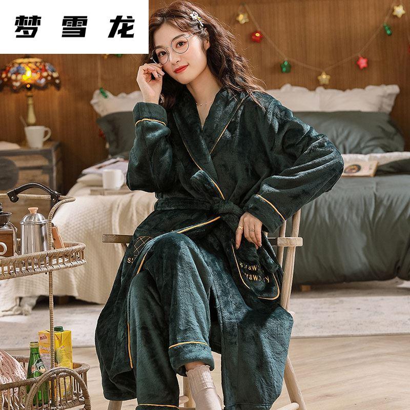 Men's sleep robes Long style Autumn winter pyjamas women's flannel velvet Thickened Coral Suede Easy Autumn Bathrobe home 1224b-Taobao