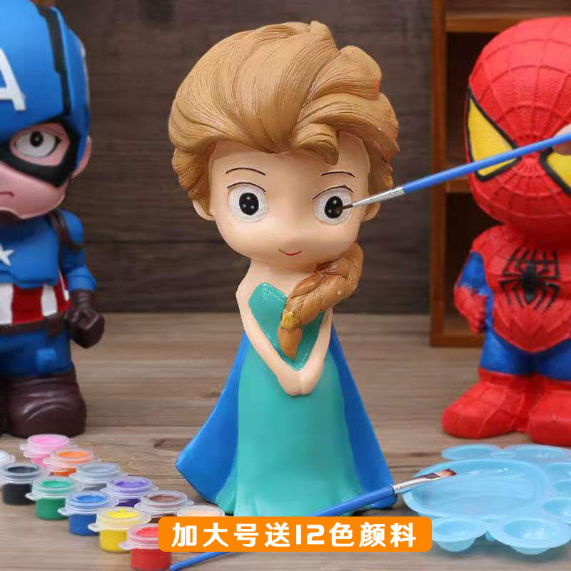 Painted plaster doll coloring white embryo graffiti Children diy hand piggy bank color stall enamel toy