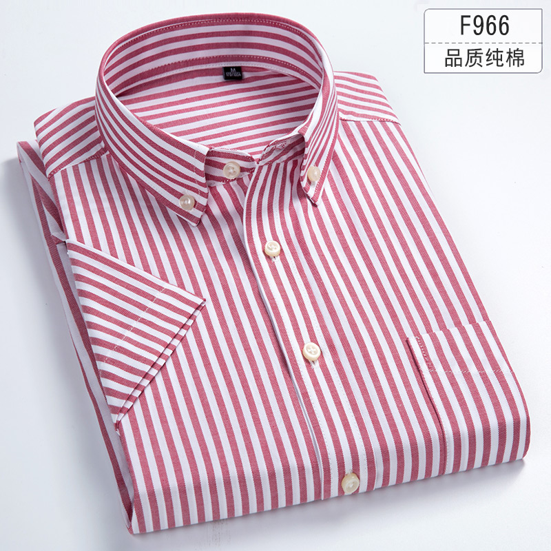 F966Paul 2021 summer new pattern pure cotton lattice man Short sleeve shirt Korean version Self cultivation Cotton leisure time Half sleeve shirt
