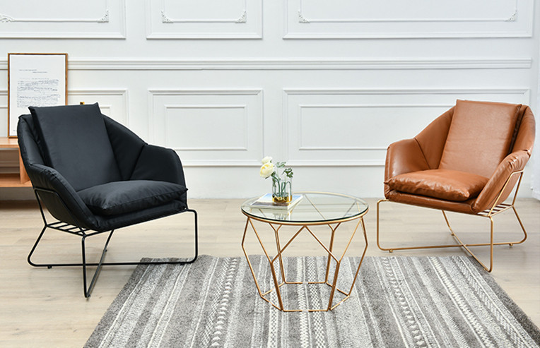 Nordic leisure single modern sofa chair wrought iron sofa combination Studio Cafe simple lazy sofa