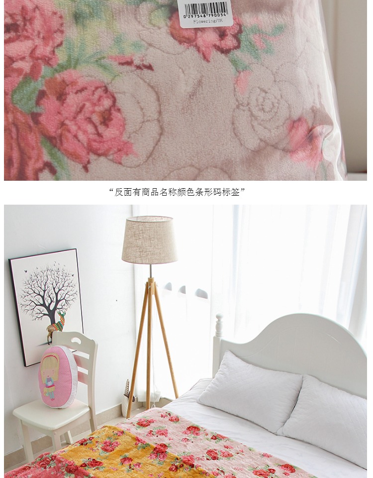 Khăn trải giường bằng vải bông ấm áp được bọc bởi chăn đôi hoa hồng sang trọng phủ flannel mùa thu và mùa đông dày giường bộ ga trải giường everon