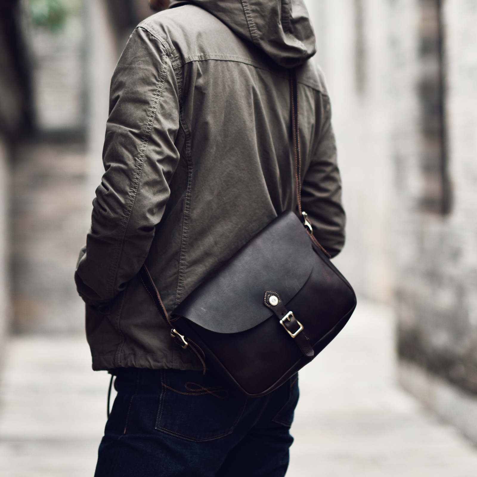 Original New Head Layer Cow Leather Single Shoulder Men's Bag European and American Trend Slanted Satchel Genuine Leather Casual American Retro Postman Bag