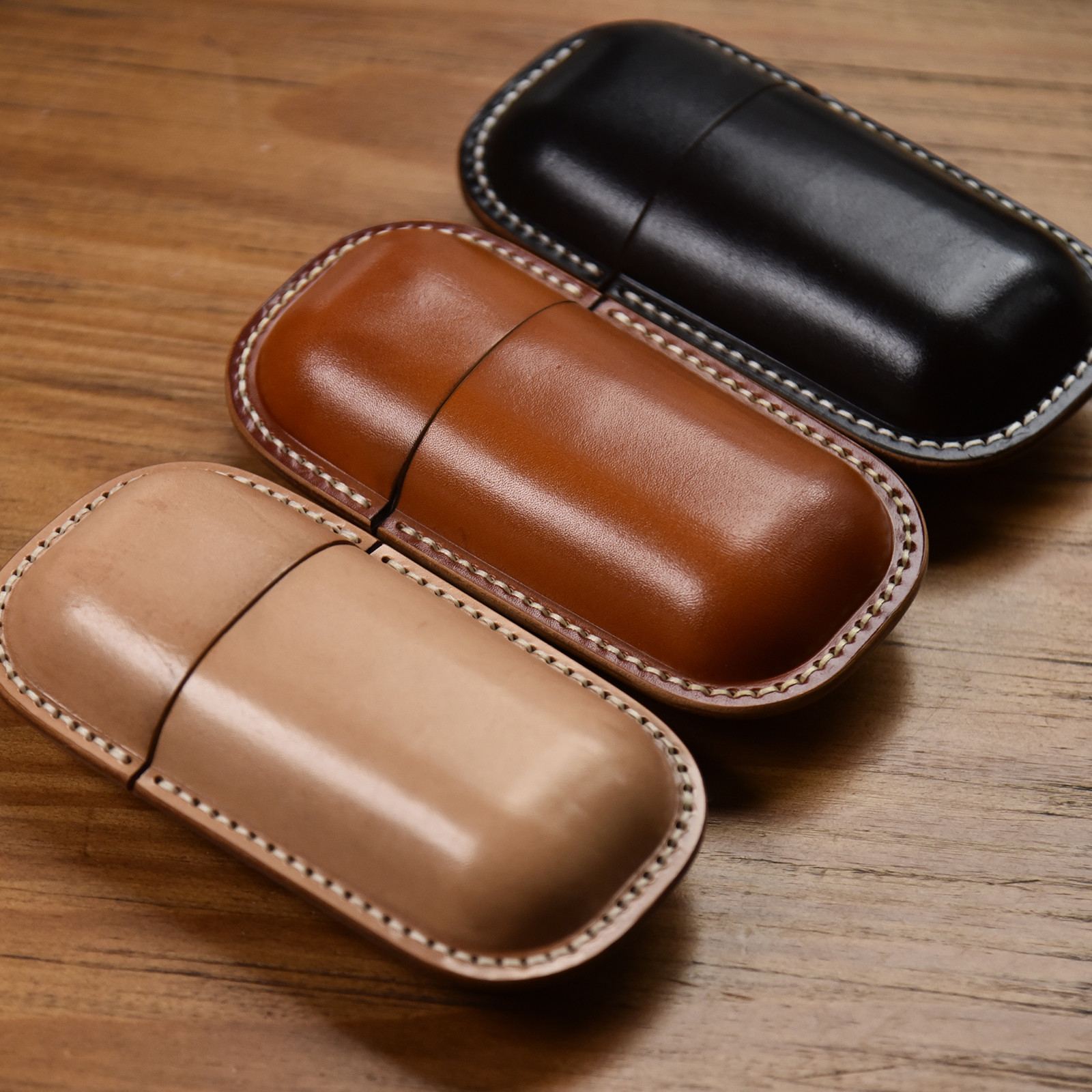 Leather glasses case Vegetable tanned cowhide retro anti-pressure men's and women's myopia glasses sunglasses sunglasses storage box crusty handmade