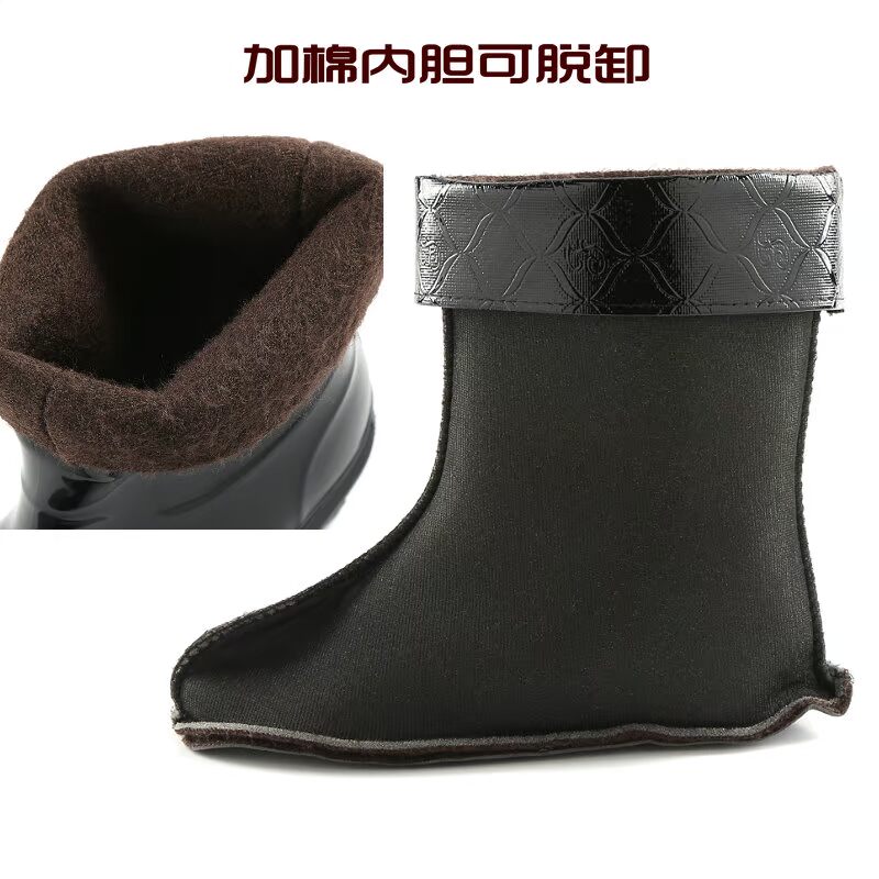 Kéo trở lại giày đi mưa nam ống ngắn cộng với giày đi mưa bằng cotton cộng với nhung cao su có thể tháo rời, giày cao su đặt giày thấp để giúp giữ ấm giày nước giày lưới nam chịu nước