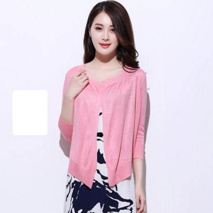 Summer new women's ice silk knitted sweater, spring and autumn cardigan, thin coat, Jiangnan style air-conditioned shirt, sun protection shirt, large size