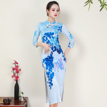 Old Shanghai Cheongsam summer dress 2021 new practice suit classical dance Latin performance costume