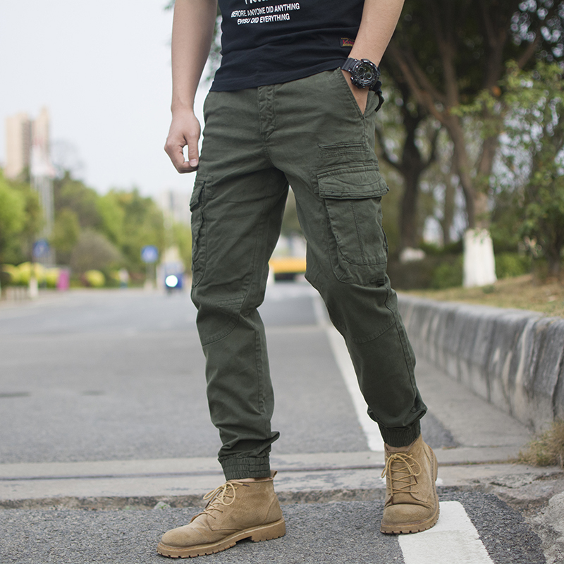 Spring New Style Cargo Pants, Elastic Slim Fit, Casual Jogger Pants, Outdoor Multi-Pocket, Large Size Cargo Pants for Men, Trendy
