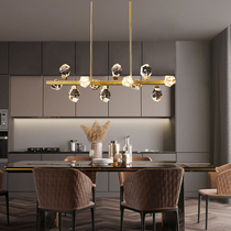 Nordic Restaurant Chandelier Full Copper Crystal Strip Creative Luminaire Modern Minima Light Lavish Duplex Building Living Room Bar Lamp