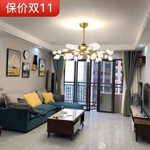 Nine platinum Nordic living room lamp chandelier modern simple lighting dining hall lamp Net red Firefly lamp light luxury fan lamp