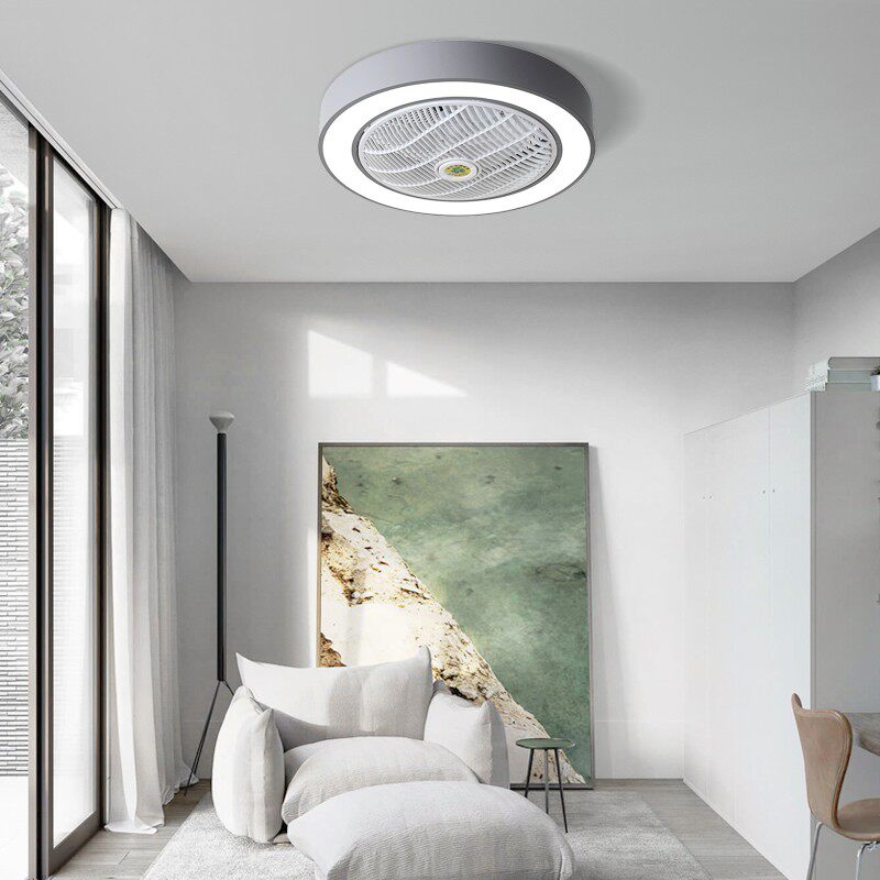 Suction top ceiling fan lamp Nordic bedroom dining room invisible ceiling fan lamp modern simple minimalist suspension-style ceiling integrated live fan