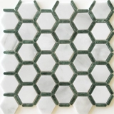 Ретро шестиугольный каменная мозаичная наклейка натуральная мрамора Большой цветок зеленый балкон ресторан