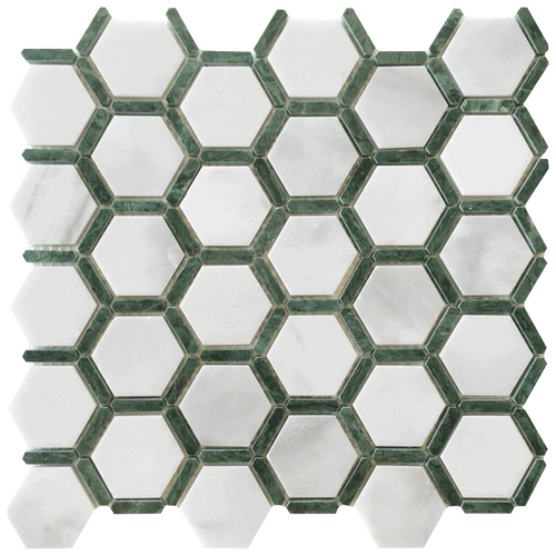 Ретро шестиугольный каменная мозаичная наклейка натуральная мрамора Большой цветок зеленый балкон ресторан