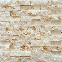 Natural Mosaic Tiles Background Wall 3d Stone Gold Bisoft Living-room Rice Yellow Cross Section Bar Marble Cultural Stone