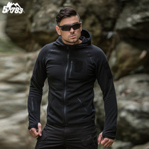 Outdoor fleece men thick winter tactical liner double-sided velvet hooded jacket fleece sweater tide