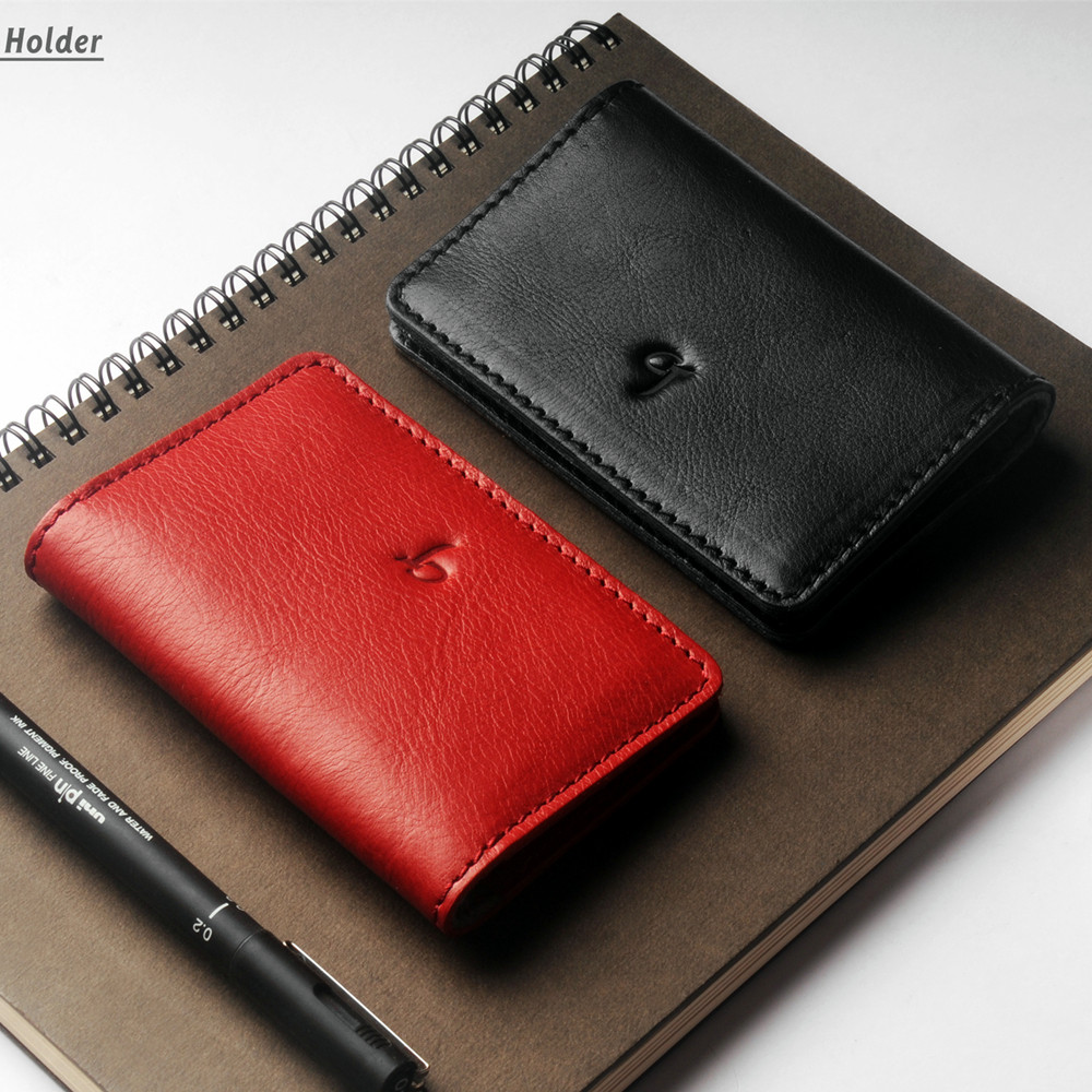 Ciderjohn retro minimalist headliner Bull Leather Name Sheet Clip by button Card Package genuine leather Business leather bag for business leather