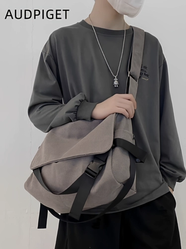 Сумка через плечо, японский школьный рюкзак, универсальный ретро тканевый мешок, сумка на одно плечо, подходит для студента, простой и элегантный дизайн