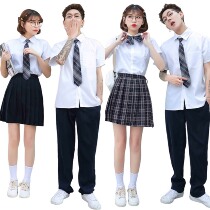Graduation photo clothing Class dress Summer suit Korean middle school students white shirt College style school uniform British jk uniform skirt